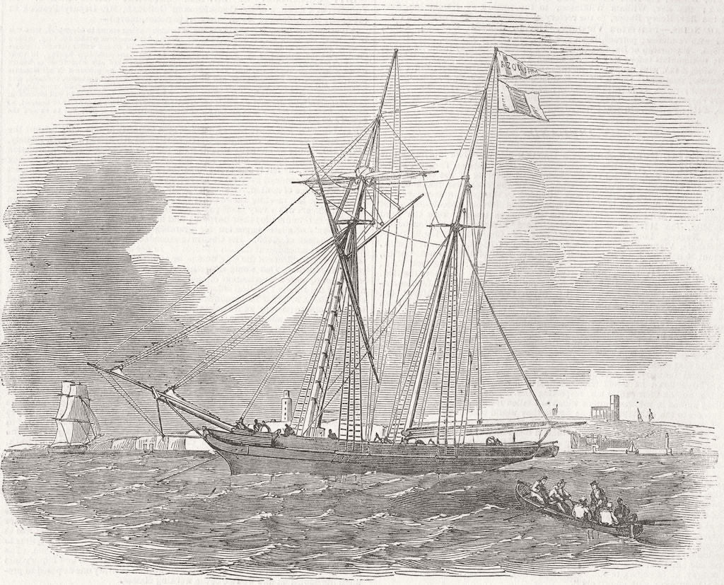 BOATS. The Azorian orange schooner 1850 old antique vintage print picture